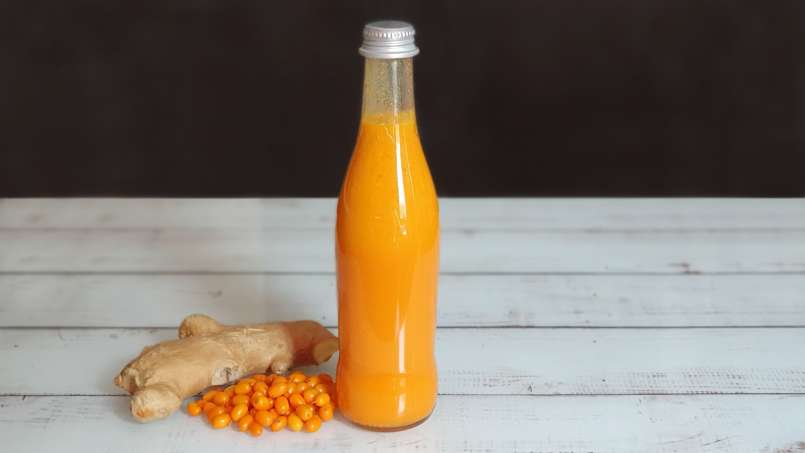 Succo di olivello spinoso con zenzero, limone e miele, foto 1
