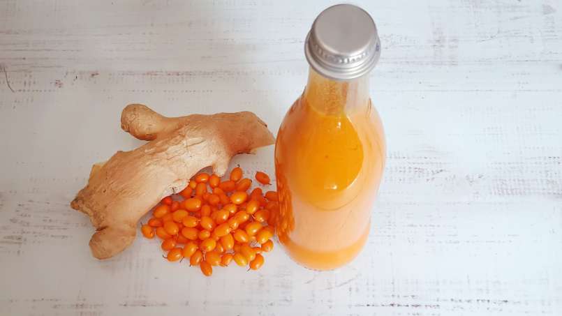 Succo di olivello spinoso con zenzero, limone e miele, foto 3