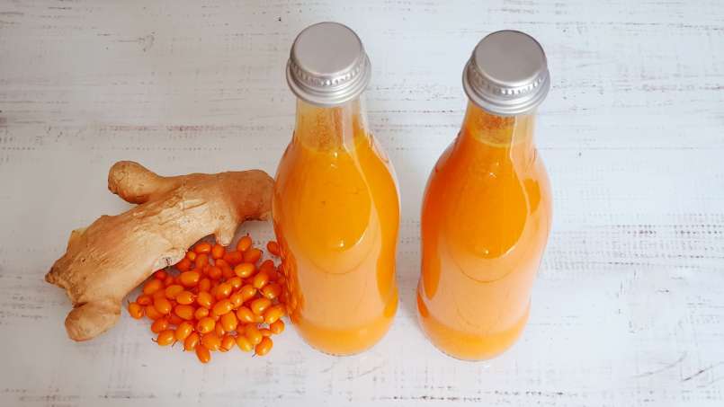 Succo di olivello spinoso con zenzero, limone e miele, foto 5