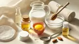 Rimedio anti-occhiaie complesso con latte, miele, albume d'uovo, olio di mandorle e glicerina